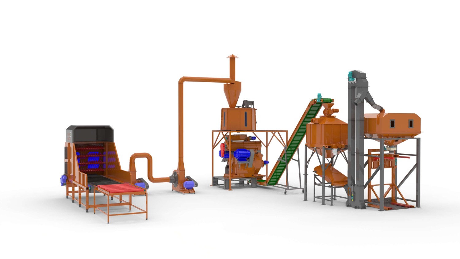 Linie productie peleti 2000 - 2500 kg/ora matrita inelara