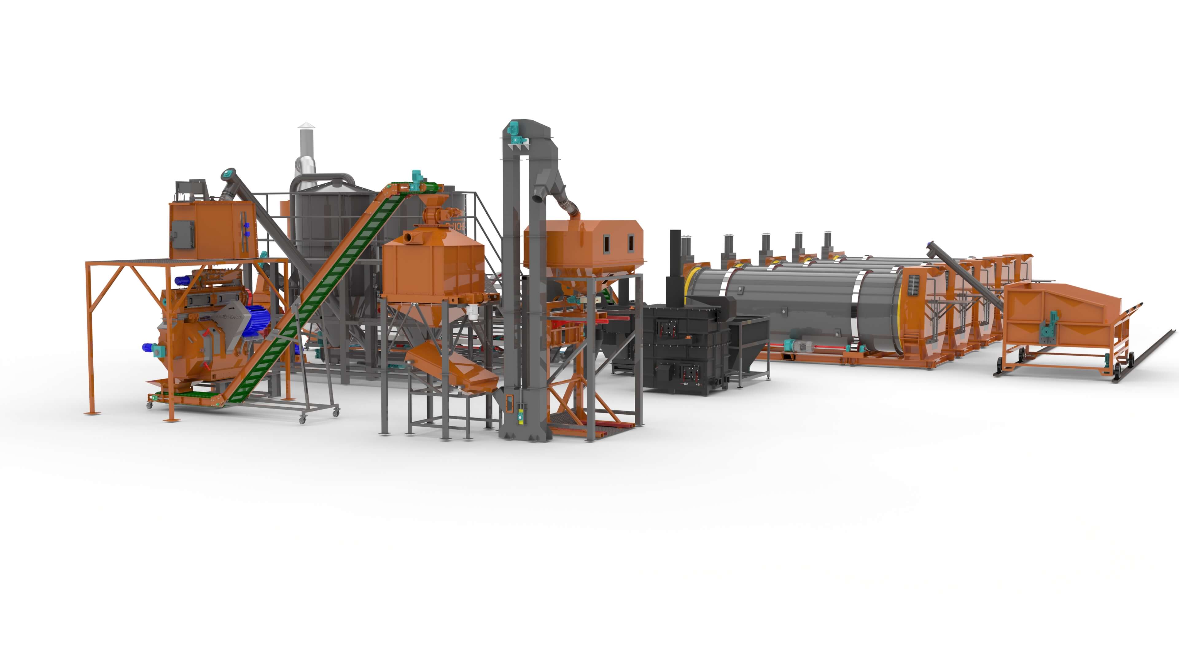 Linie procesare gunoi grajd 10-12 tone/zi – granule îngrășământ organic 500–900 kg/h